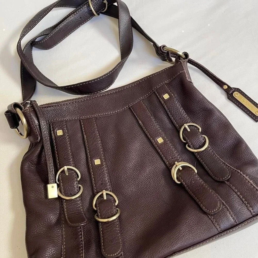 brown‎ leather purse kenneth reaction crossbody y2k